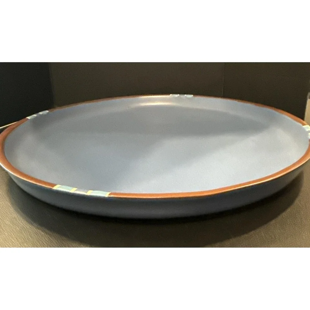 Dansk Mesa Sky Blue Chop Plate Platter Stoneware Rimmed Southwestern Aztec 13